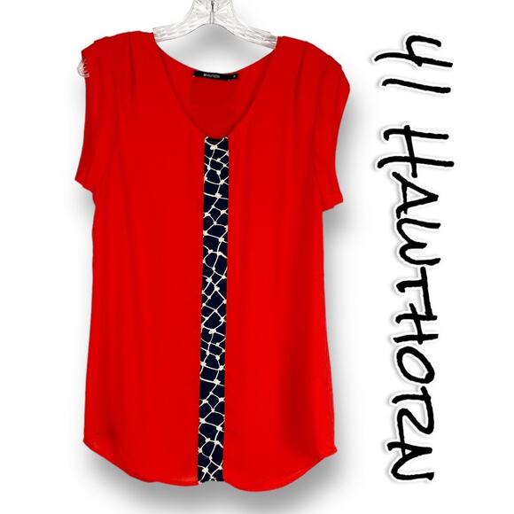 41 Hawthorn Tops - 41Hawthorn Sleeveless Blouse Red With Navy Stripe Lightweight Womens Size Small
